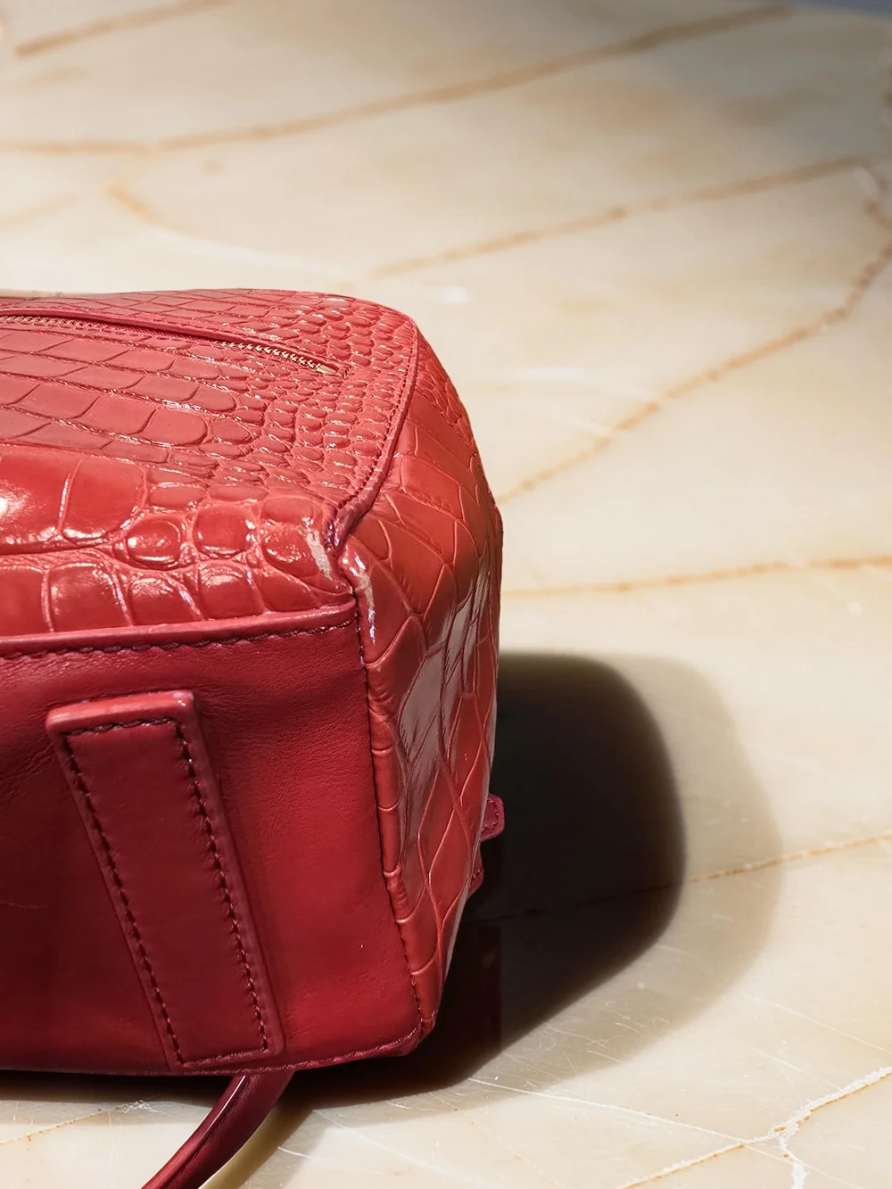 Tory Burch Red Emerson Leather Croc-Embossed Backpack & Wallet Set